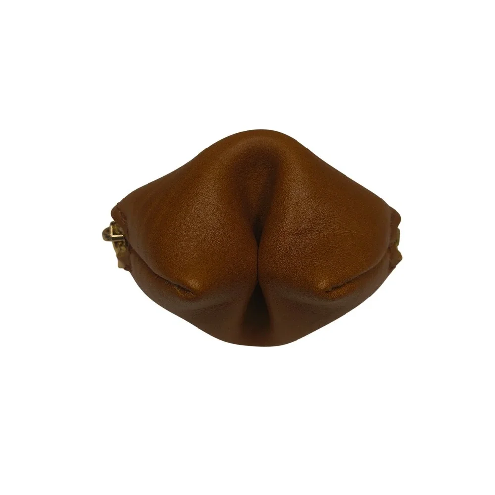 Portland Leather Goods Fortune Cookie Pouch Honey Brown Leather Zip NEW